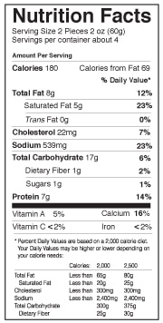 Saz's Pepper Jack Sticks nutrition facts