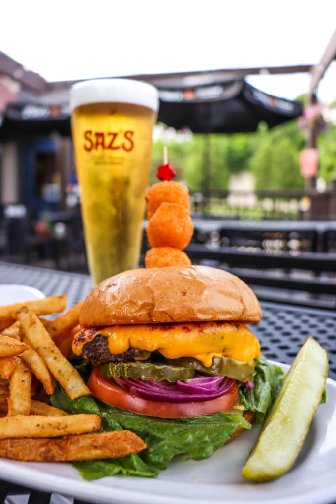 Sink your teeth into our Red White and Blue Burger!