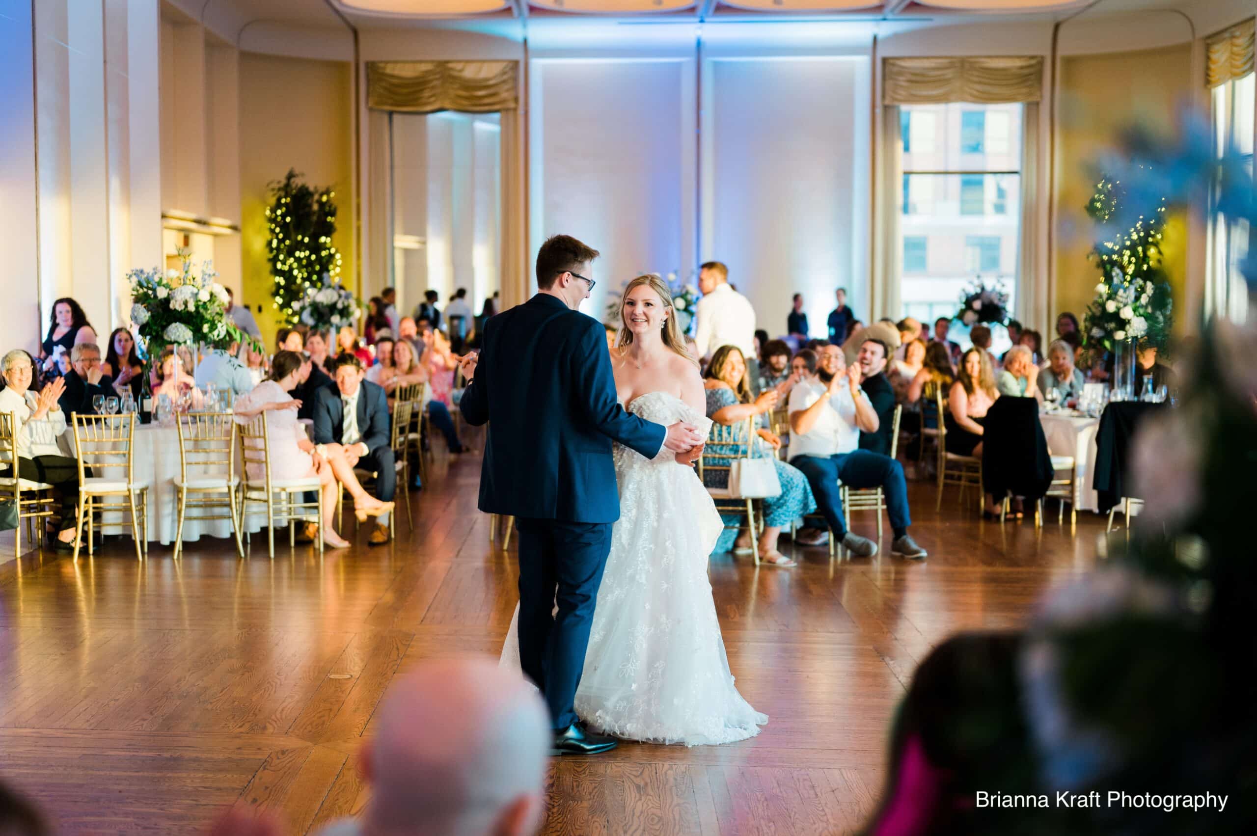 First dance in timeless downtown Milwaukee wedding venue